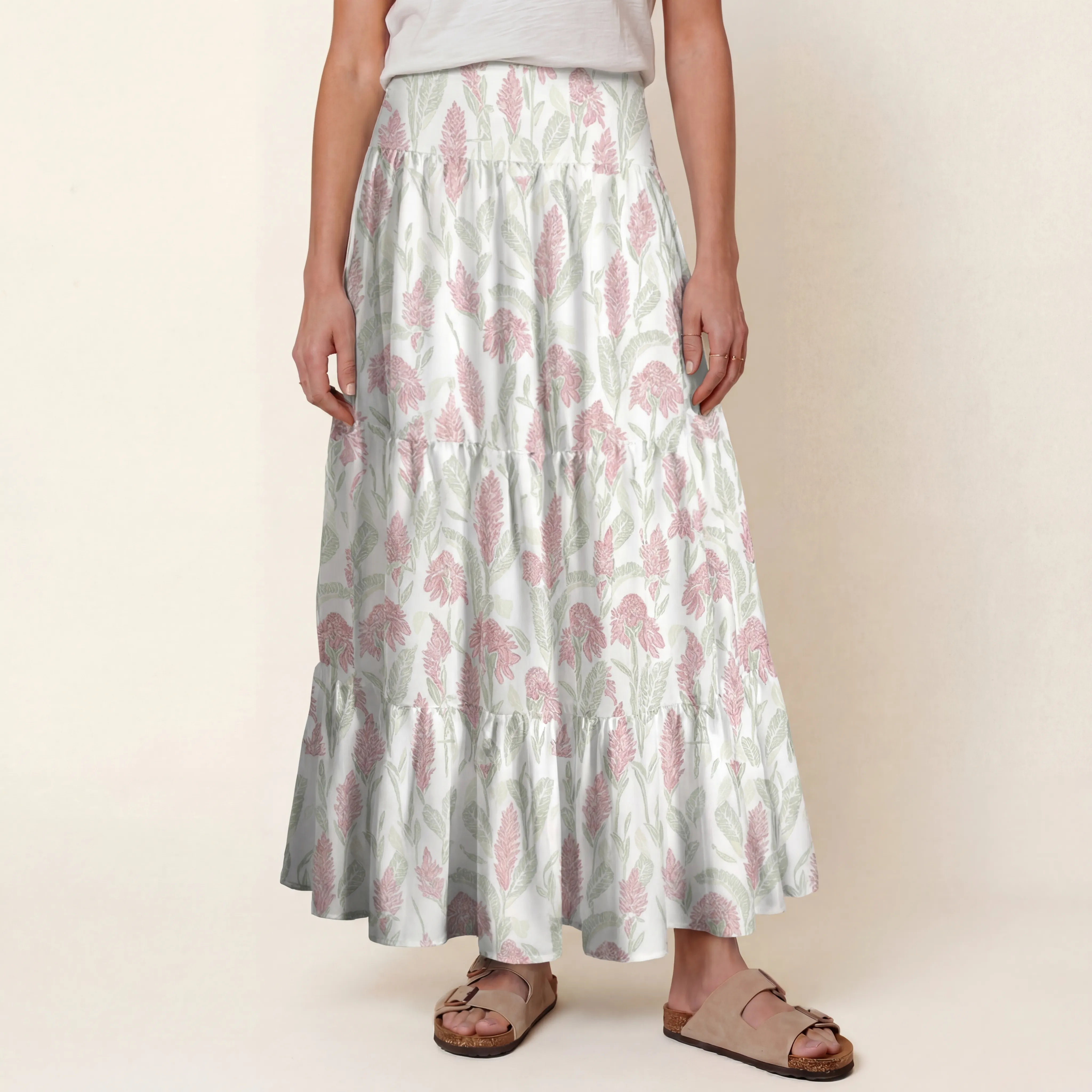 Wild Feather Whisper Print Convertible Maxi Skirt & Strapless Dress