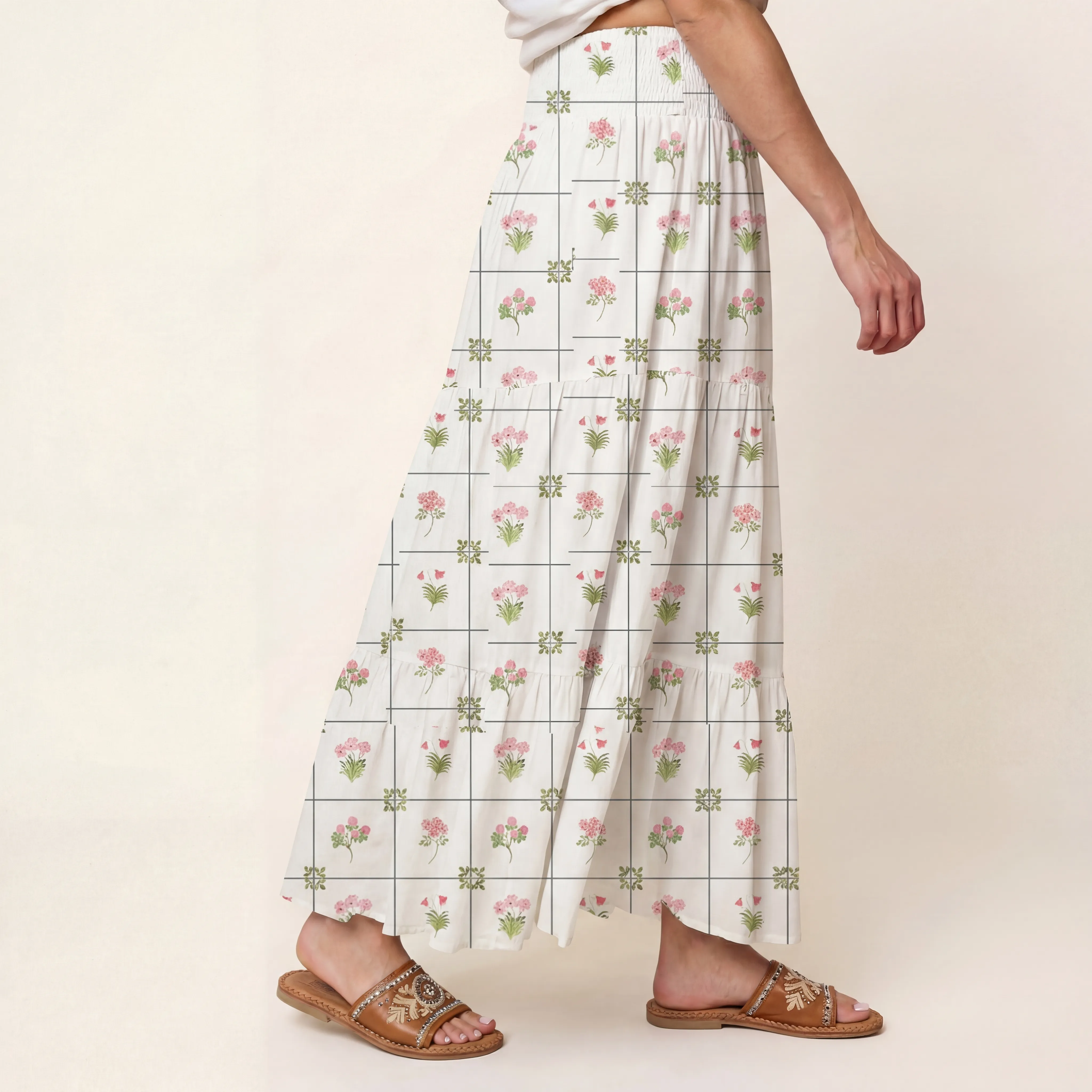 Meadow Tile Bloom Print Convertible Maxi Skirt & Strapless Dress