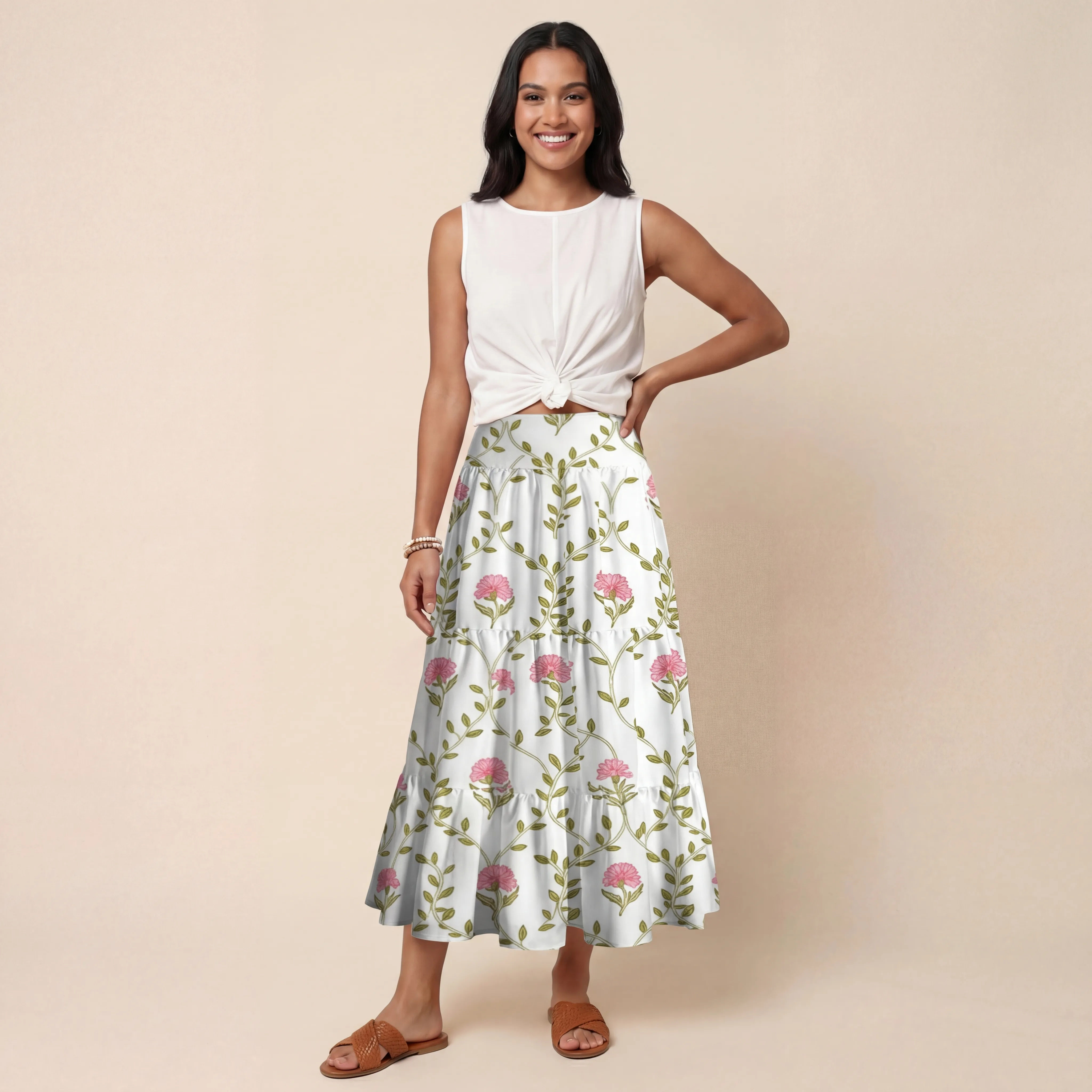 Clover Vine Whisper Print Convertible Maxi Skirt & Strapless Dress