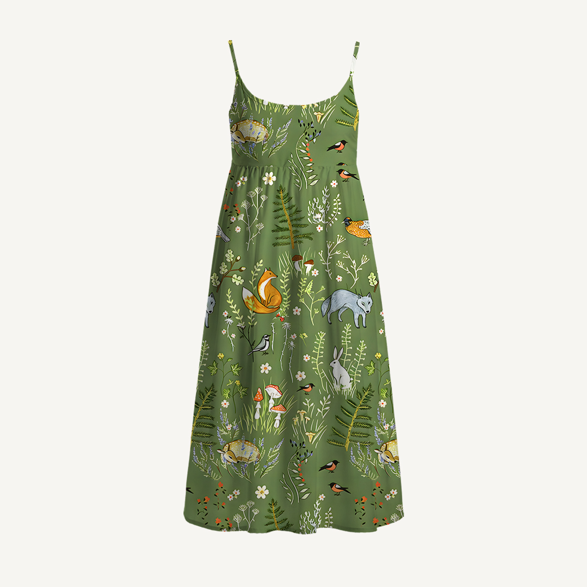 Whimsical Woodland Animals Spaghetti Strap Mini Dress