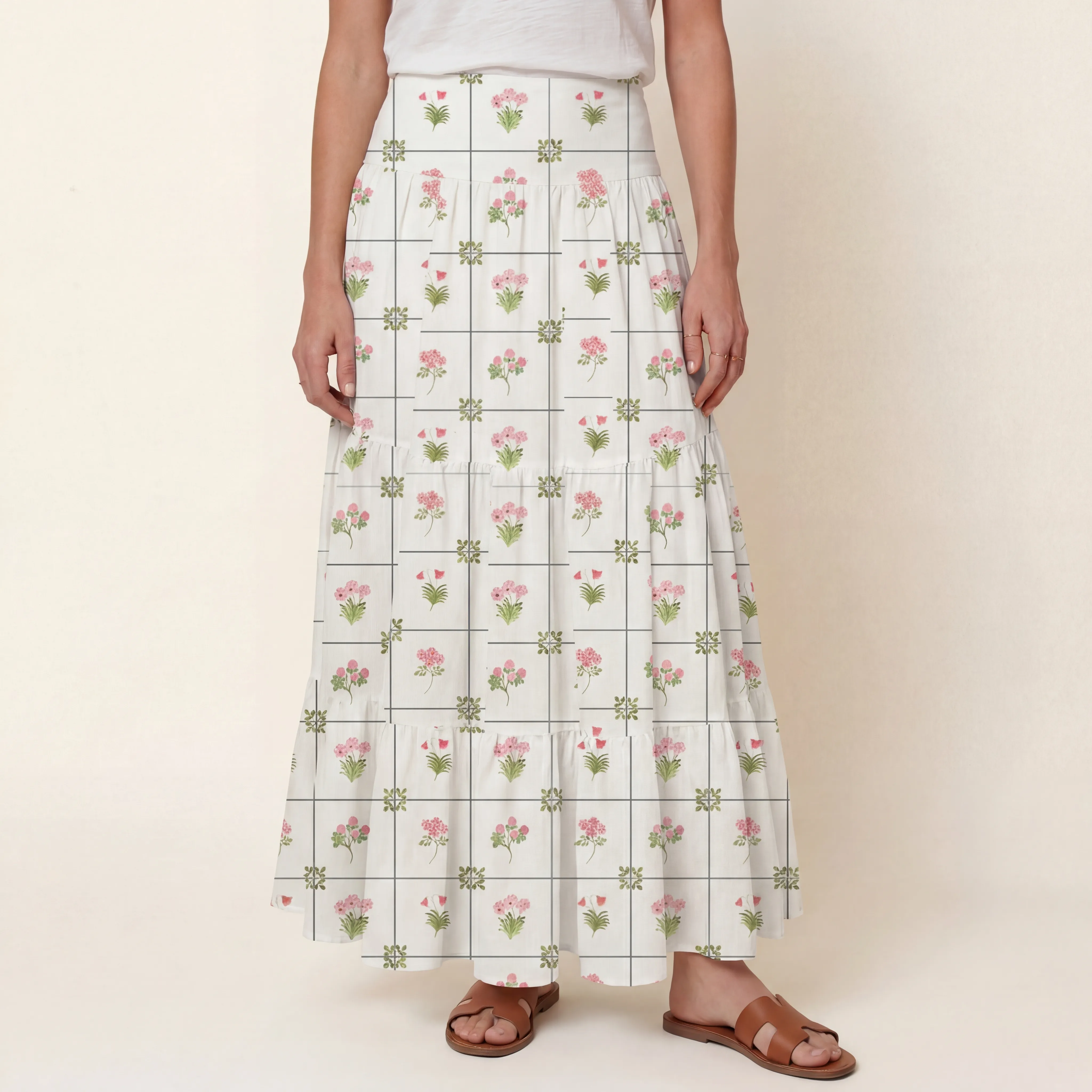 Meadow Tile Bloom Print Convertible Maxi Skirt & Strapless Dress