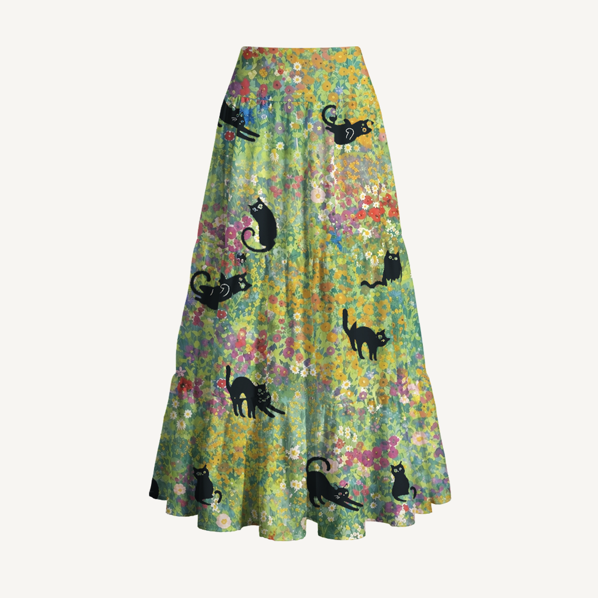 Wildflower Garden Black Cat Print Convertible Maxi Skirt & Strapless Dress