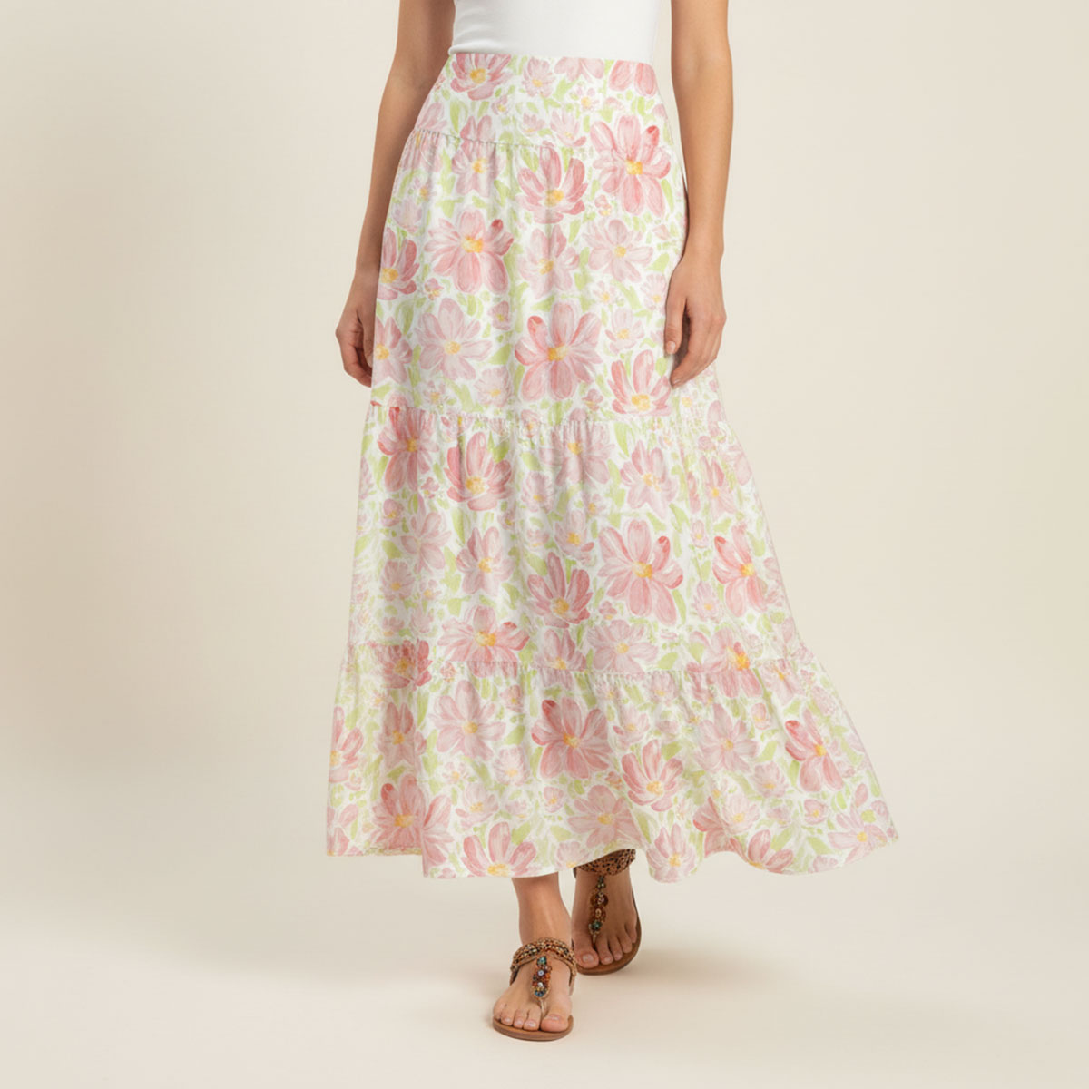 Cosmos Flower Print Convertible Maxi Skirt & Strapless Dress