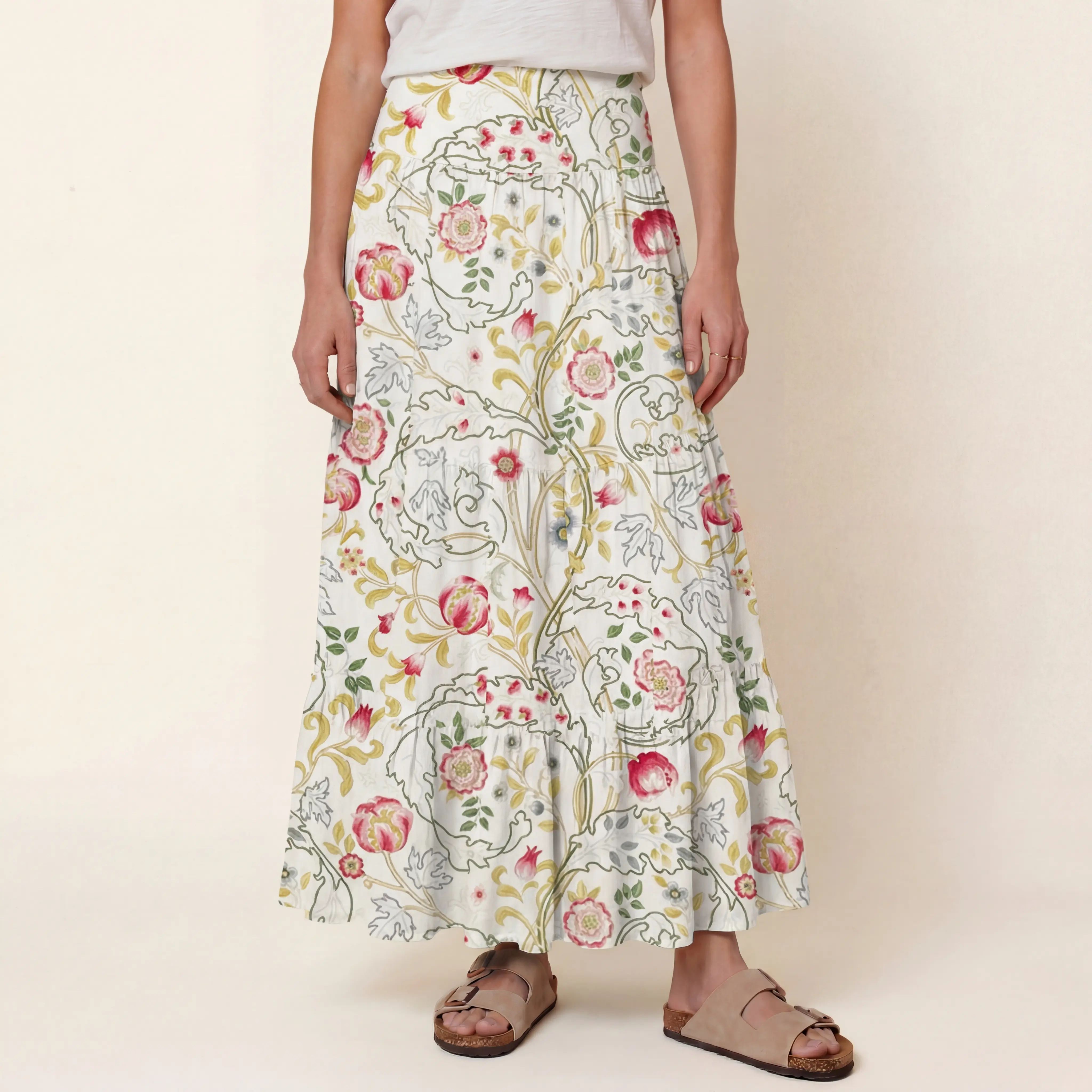 Peony Vine Garden Print Convertible Maxi Skirt & Strapless Dress
