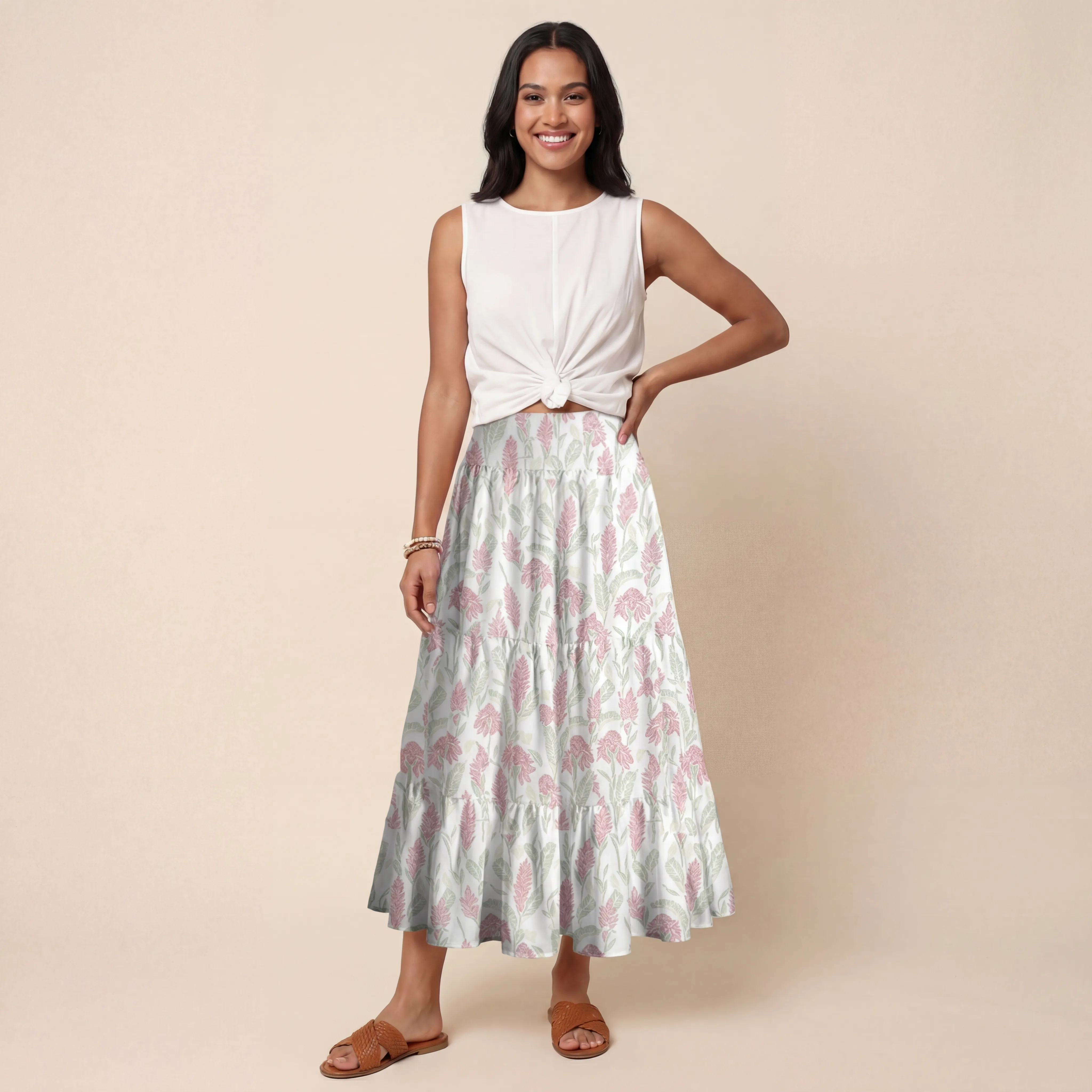 Wild Feather Whisper Print Convertible Maxi Skirt & Strapless Dress