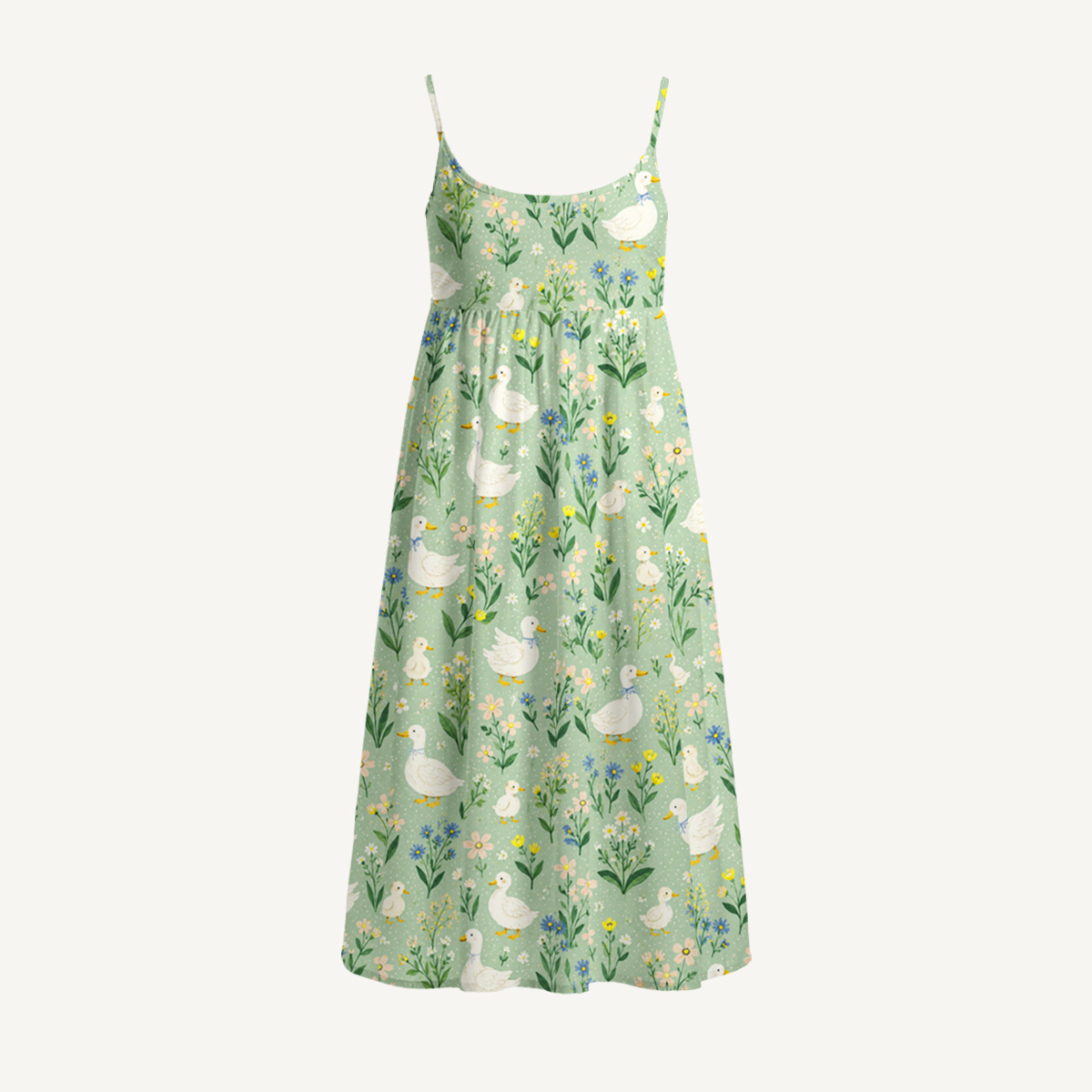 Country Duck & Bloom Print Spaghetti Strap Mini Dress