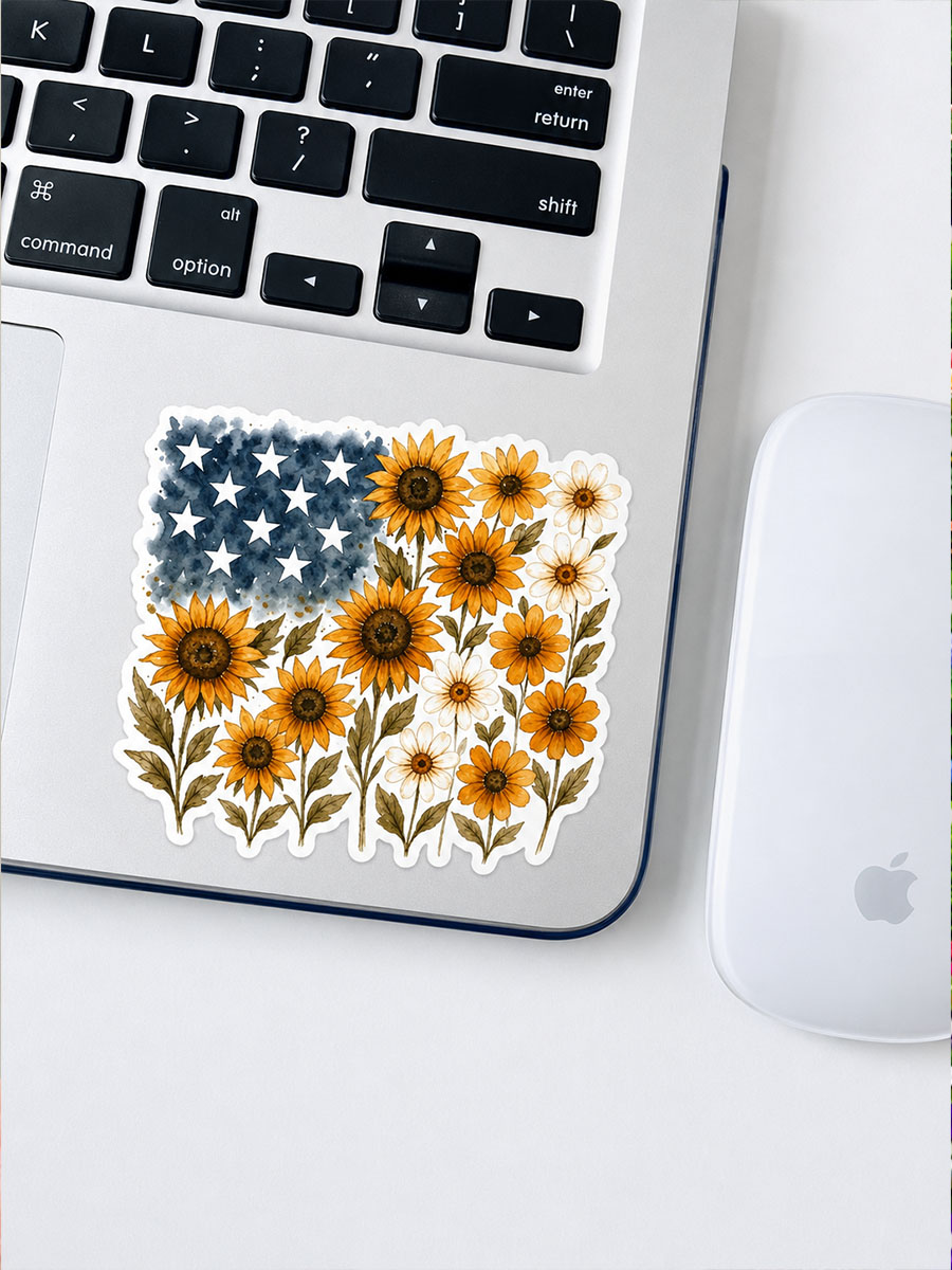 Flower Flag 4th Of July Stickers