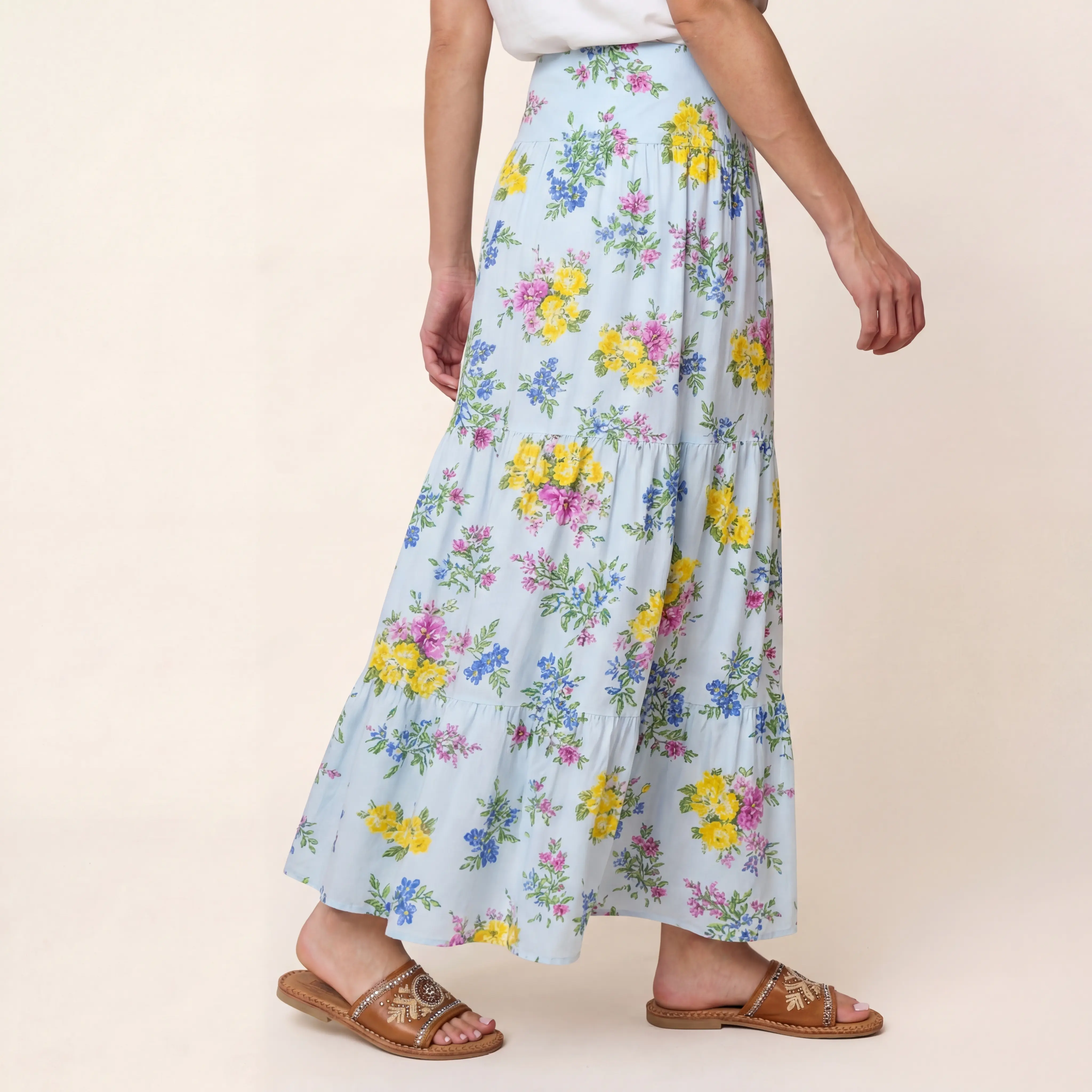Blue Meadow Print Convertible Maxi Skirt & Strapless Dress