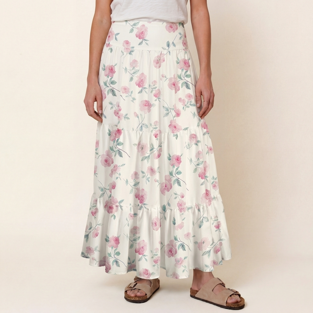 Blush Rose Print Convertible Maxi Skirt & Strapless Dress