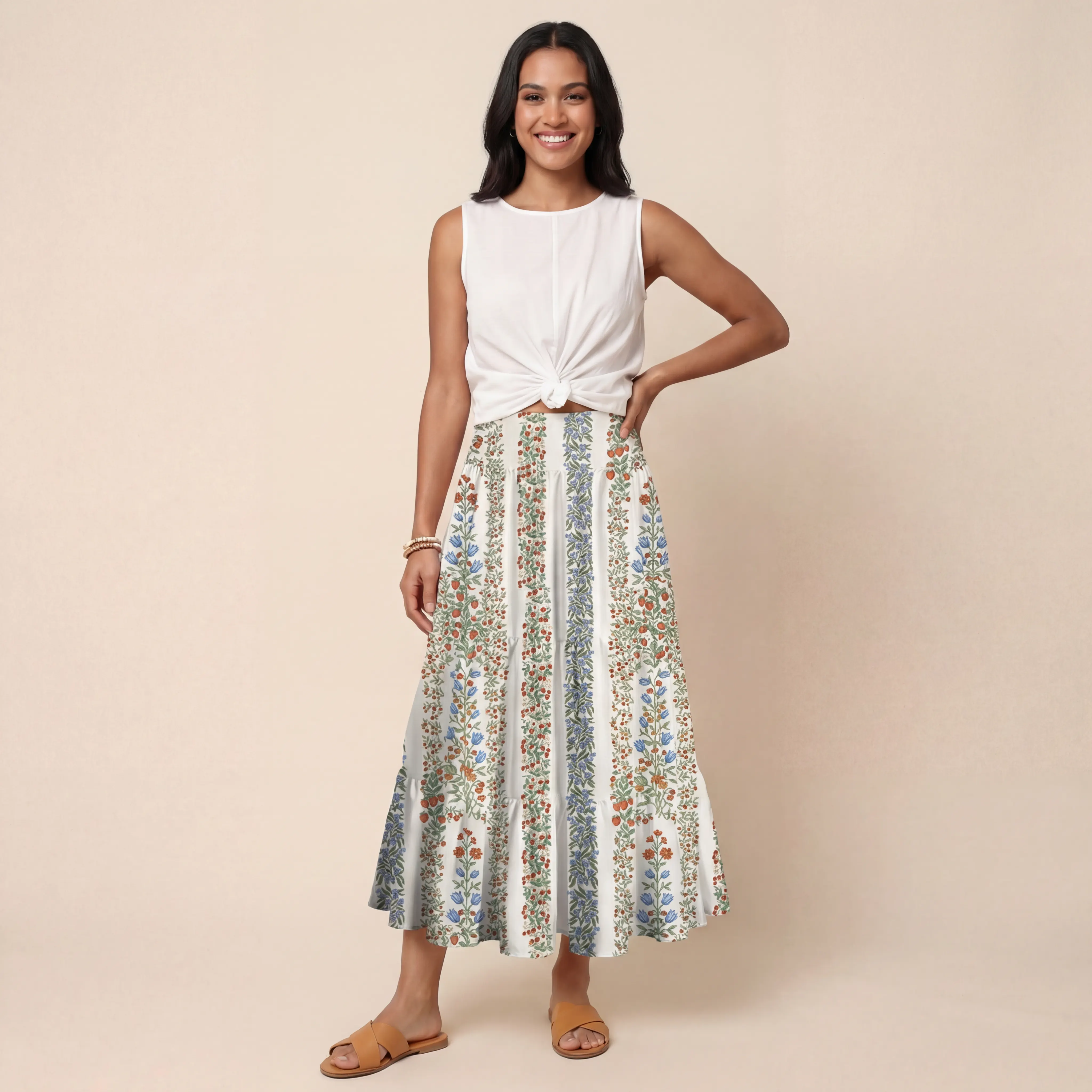 Strawberry Vine Tales Print Convertible Maxi Skirt & Strapless Dress