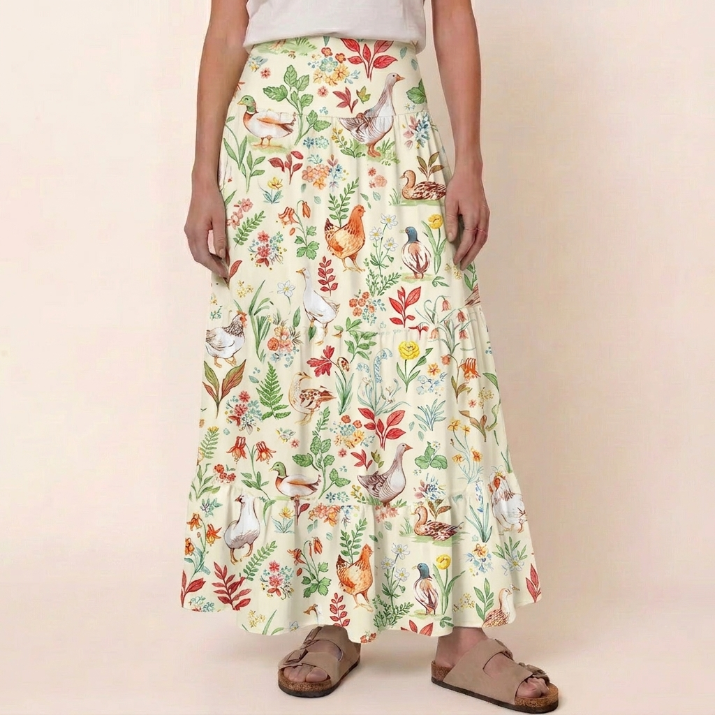 Countryside Garden Critter Print Convertible Maxi Skirt & Strapless Dress