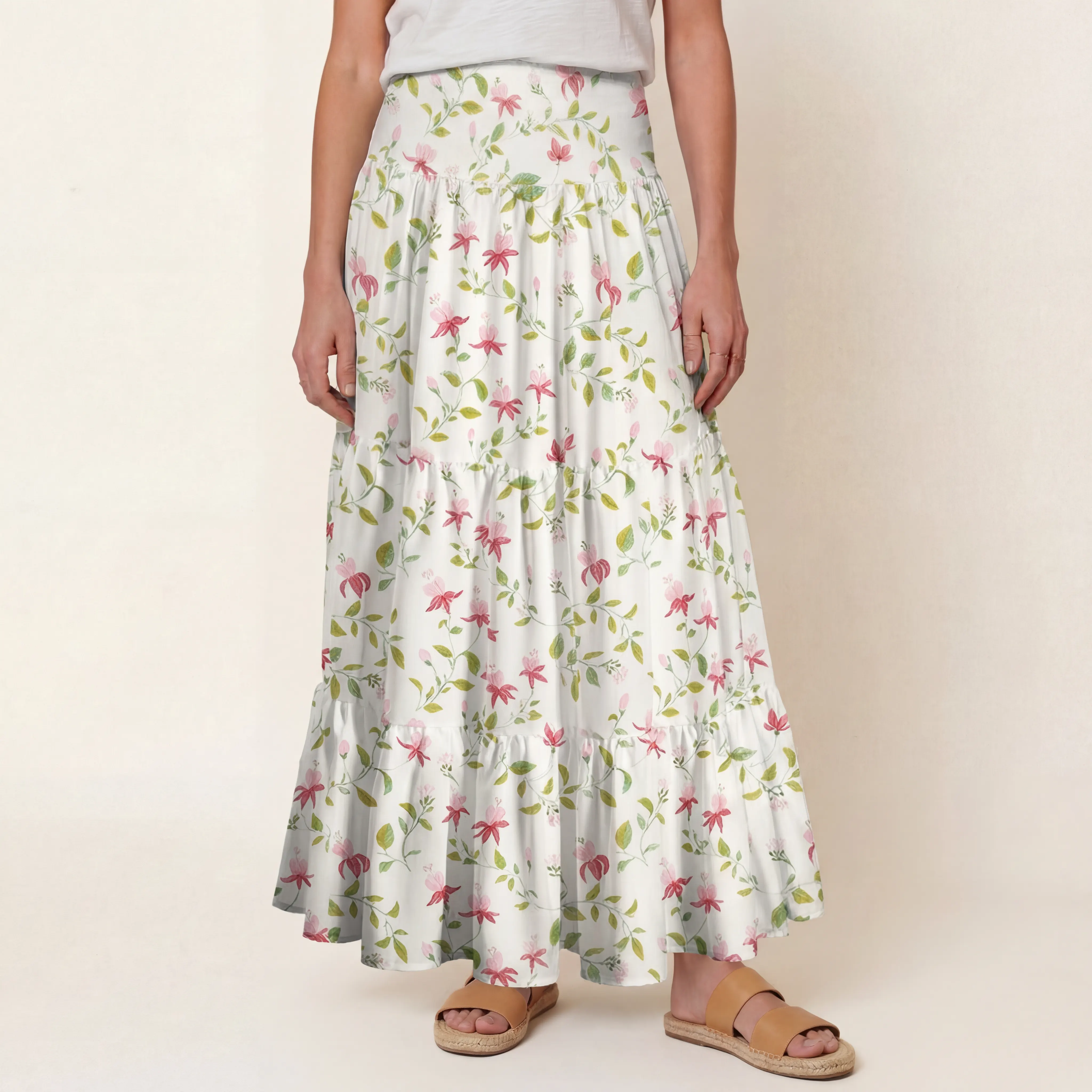 Ruby Vine Print Convertible Maxi Skirt & Strapless Dress