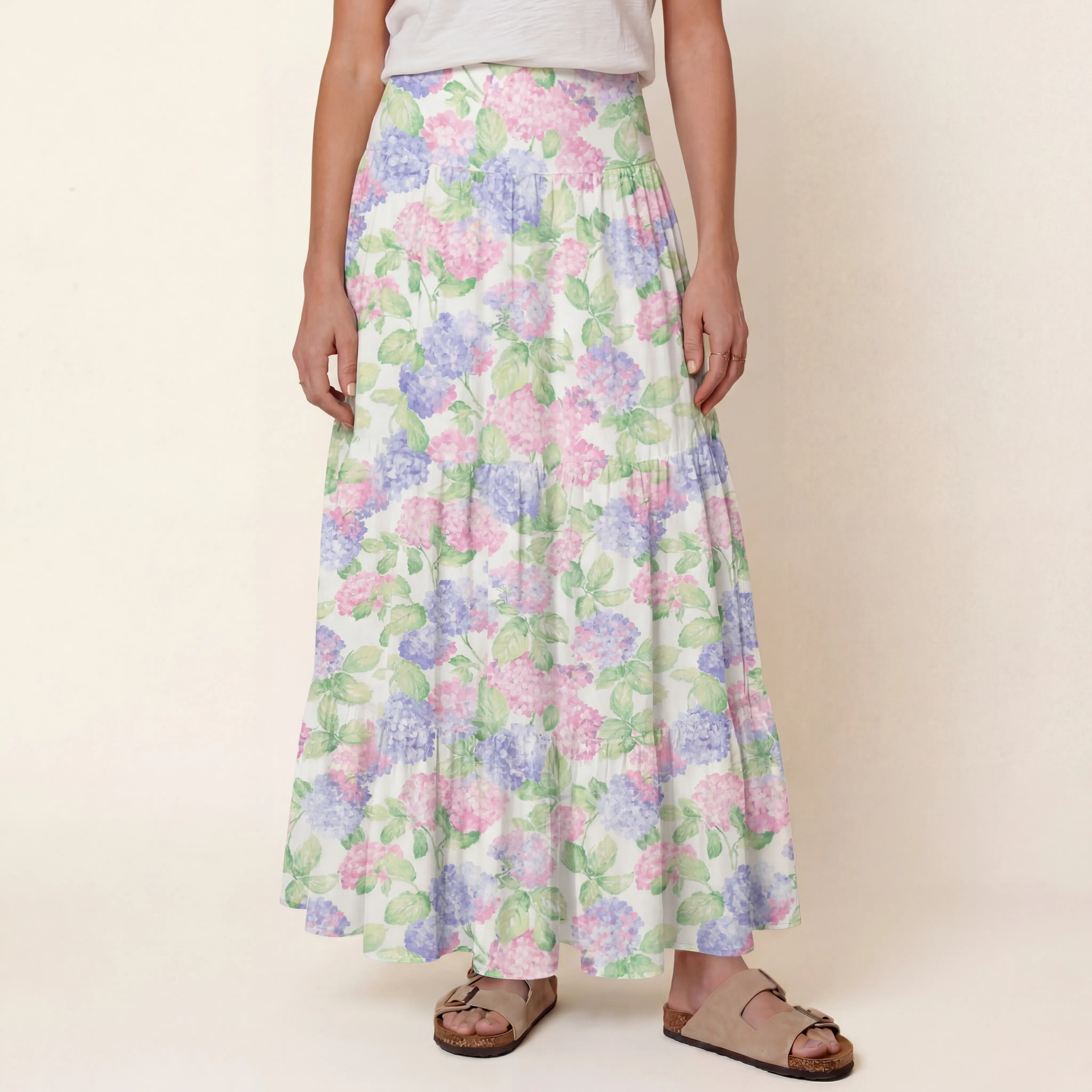 Lilac Hydrangea Print Convertible Maxi Skirt & Strapless Dress