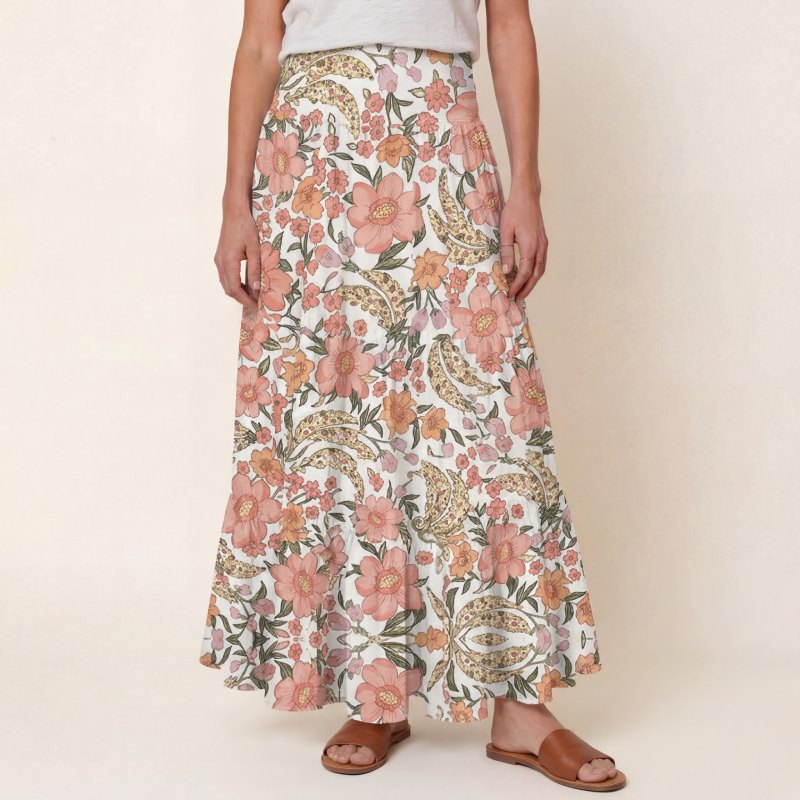 Amber Bloom Print Convertible Maxi Skirt & Strapless Dress
