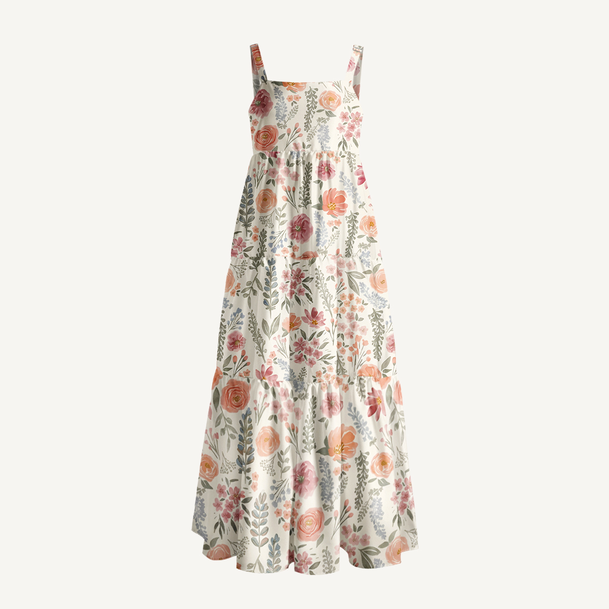 The Wild Flowers Print Wide Straps Maxi Dress With Pockets